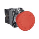 Complete emergency switching off push button, Easy Harmony XB2, metal, red, mushroom 40mm, 22mm, turn to release, 1NC