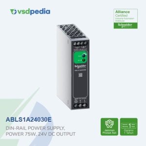 single phase power supply, 100 to 240V AC input, 24V DC output, 75W, Din-rail, IP20